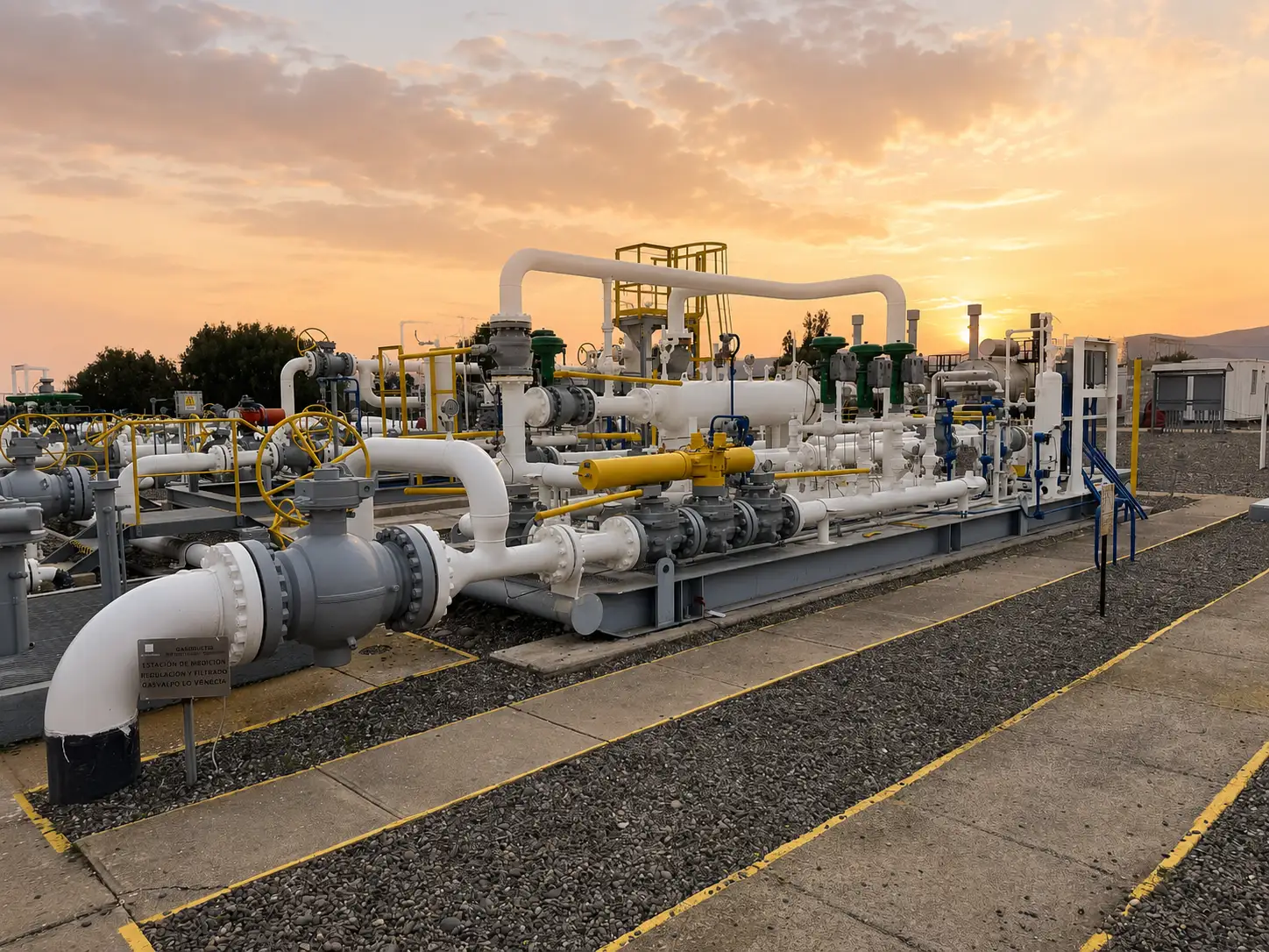 Instalaciones de Electrogas al atardecer